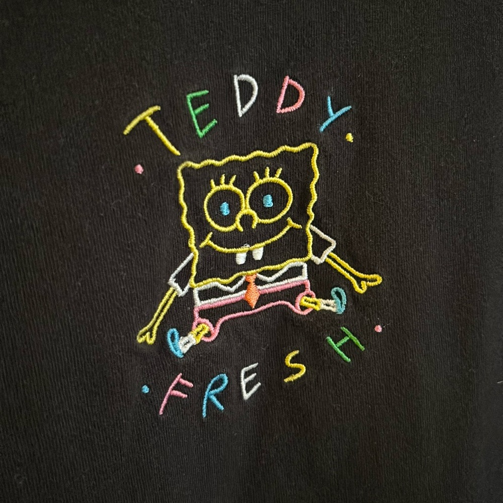 Teddy Fresh x SpongeBob Black embroidered T-shirt